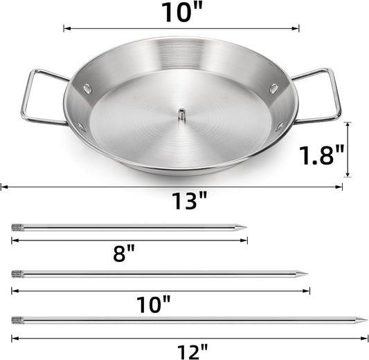 Noamus Vertical Skewer for Grill, Stainless Steel Stand Skewer, Pastor Skewer with Removable 3 Size Spikes (8", 10", 12"), Tacos Gyros-Bbq Grilling Pan Accessory for Smoker Kamado Grill Oven Dishes