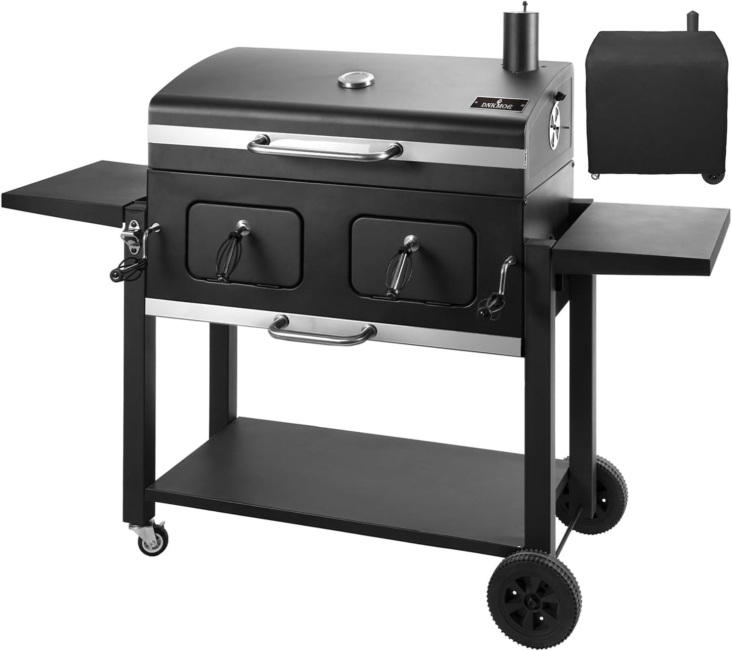 Charcoal Grill Outdoor BBQ Grill, Extra Large Cooking Area 794 Square Inches with Two Individual & Adjustable Charcoal Tray, Foldable Side Tables for Outdoor Cooking Backyard Camping Picnics by