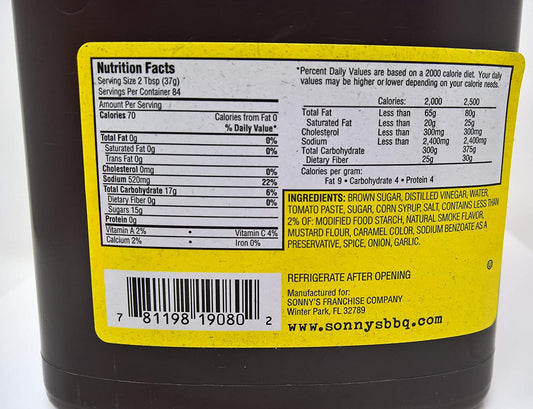 Sonny'S Authentic Sweet Bar-B-Q Sauce 84Oz.