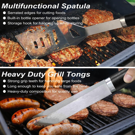 26 PCS Grill Set Backyard BBQ Grill Accessories Stainless Steel Grill Utensils Set with Bag for Christmas Dads Birthday - Camping BBQ Tools Grilling Tools Set Ideal Grilling Gifts for Men Women