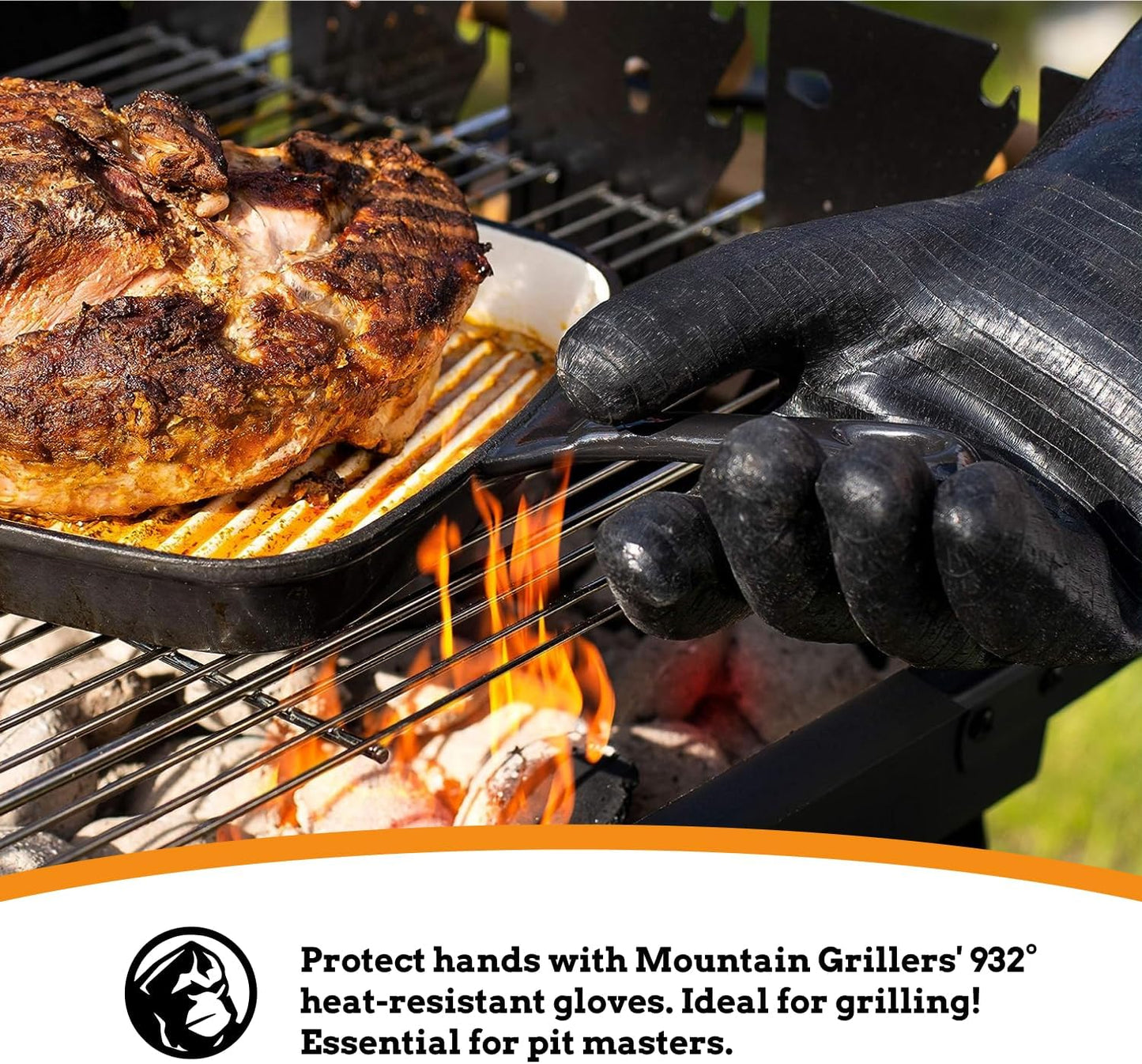 Extreme Heat Resistant Gloves for Grill BBQ High Temperature Fire Pit Gloves Barbecue Cooking, Smoker, Oven, Fryer, Grilling Waterproof, Fireproof Oil Resistant Neoprene Coating 14In