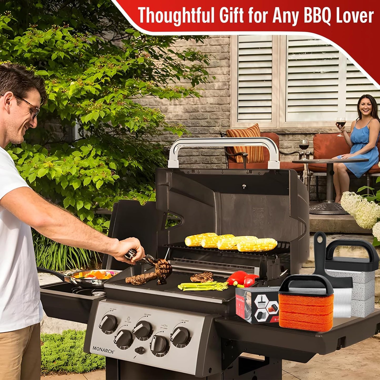 Griddle Cleaning Kit for Blackstone, Flat Top Grill Cleaning Kit with Grill Stone, Griddle Scraper & Griddle Brush with Handle - Easy to Remove Stain(10 PCS)