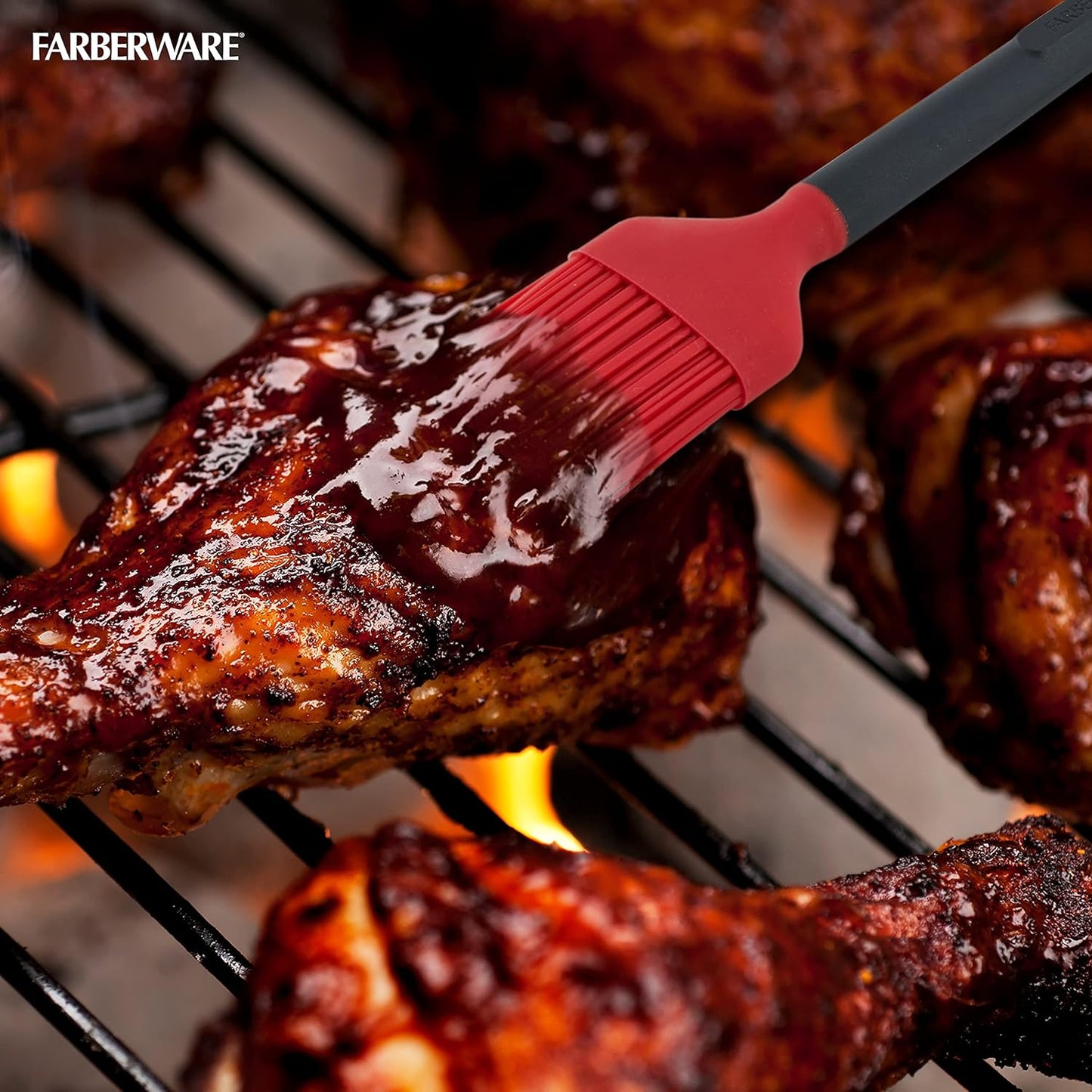 Farberware 5261924 Barbecue Silicone and Plastic Basting Brush, 1 EA, Red and Black