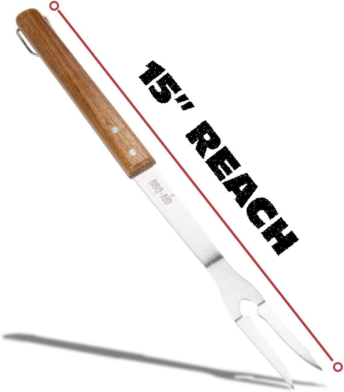 BBQ-AID 3 Piece Grill Set BBQ Accessories - Kitchen Tongs, Metal Spatula & Fork Utensils - Heavy Duty Stainless Steel Barbecue Grill Utensils for Outdoor Grill with Solid Sturdy Wood Handles