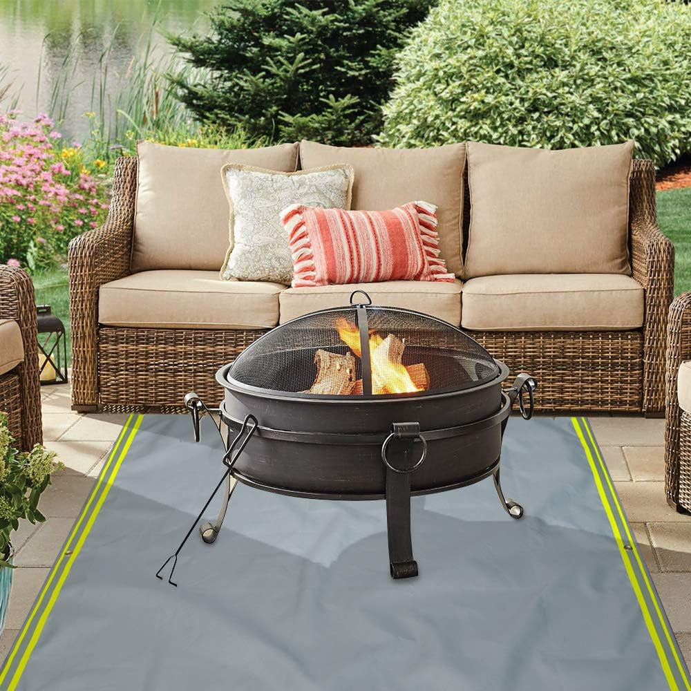 Fire Pit Mat, Grill Mats for Outdoor Grill, 39" X 39", Fireproof, BBQ Mat Protect Deck,Patio,Grass,Lawn and Campsite for Electric and Gas Grill, Washable (Silver Grey)