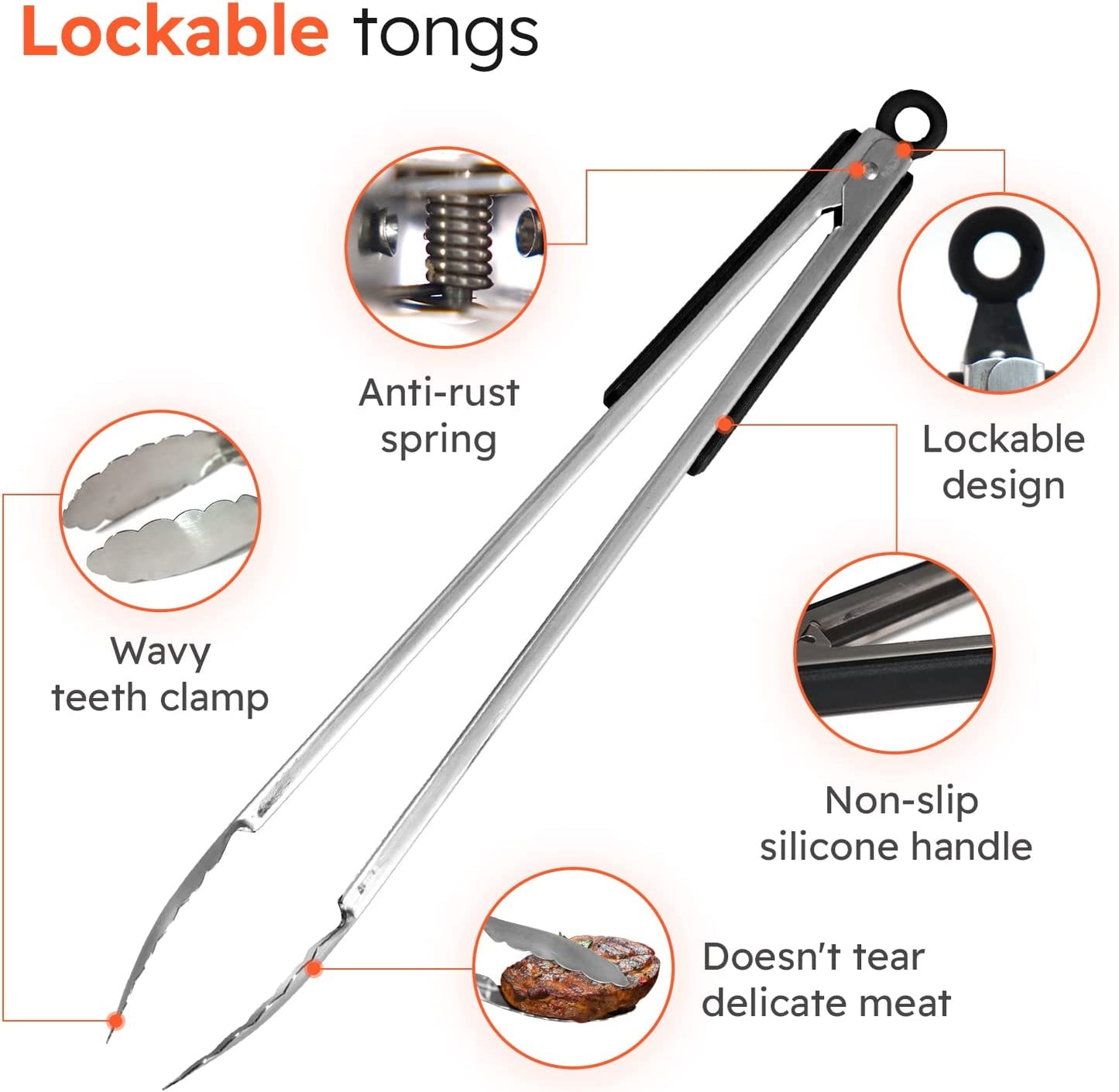 Grill Accessories, 3-Piece BBQ Accessories, GR Smith Stainless Steel Kitchen Set with Spatula, Tongs, & Fork - Perfect for Blackstone Outdoor Griddle, Camping…