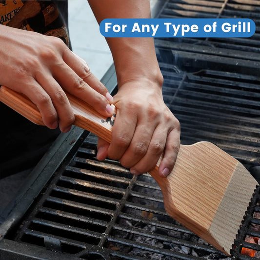 Grill Scraper, Soild Oak Wooden Grill Brush, Grill Scraper for Outdoor Grill, Bristle Free Grill Scrapers, Grill Grate Cleaner Safe Wood Grill Brusher