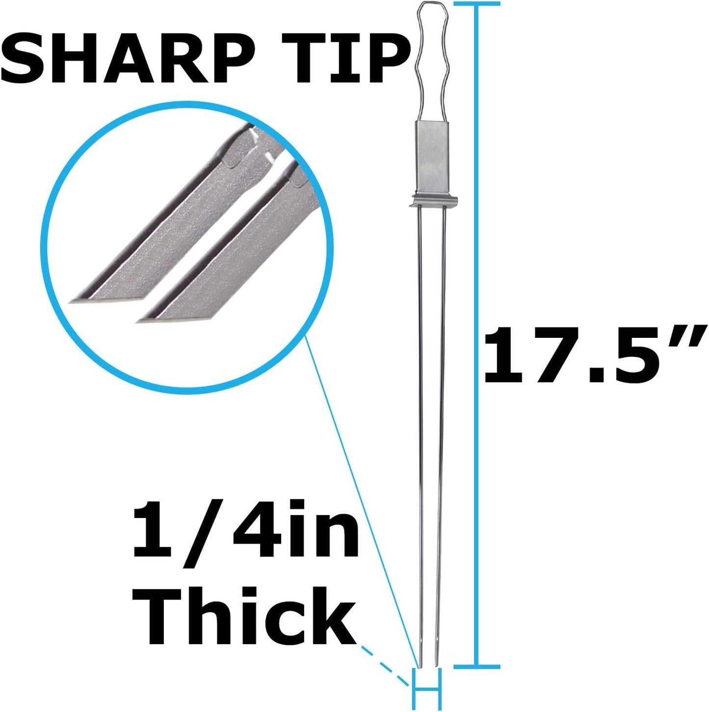 Blue Donuts 10 Pack Kabob Skewers for Grilling 17 Inch – Kabob Skewers with Push Bar, Stainless Steel Skewers with Comfortable Handle Grip, BBQ Grilling Accessories