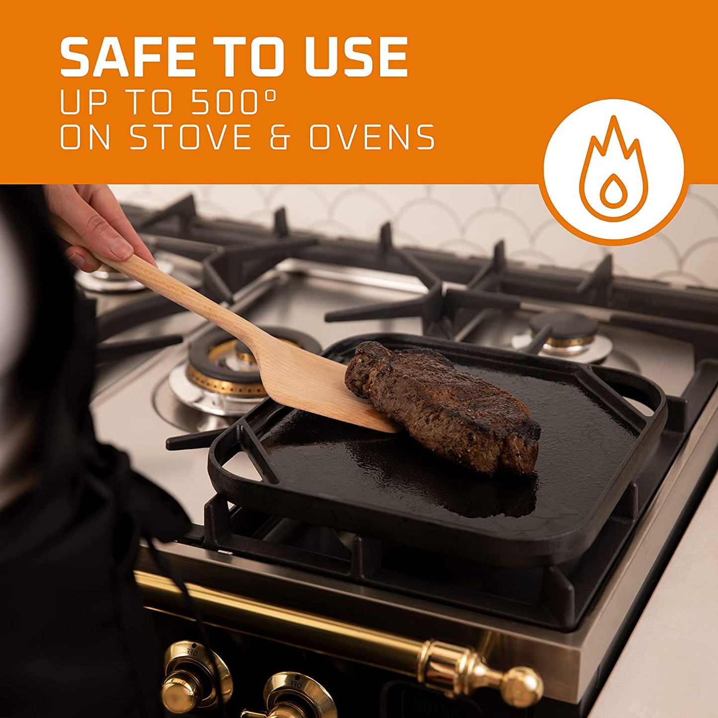 2-In-1 Pre-Seasoned Cast Iron Skillet Square Roasting Pan with Reversible Griddle Pan for Stove Top | 10"X10" Multi Cooker Deep Roasting Grill Pan, Non-Stick Camping Cookware