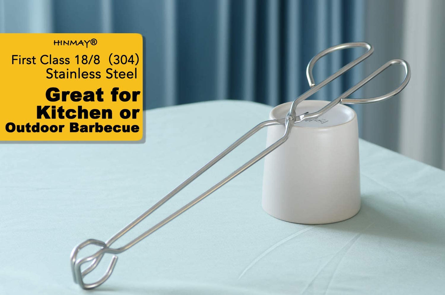 15" Stainless Steel Scissor Tongs, Long Handle Grilling Tongs