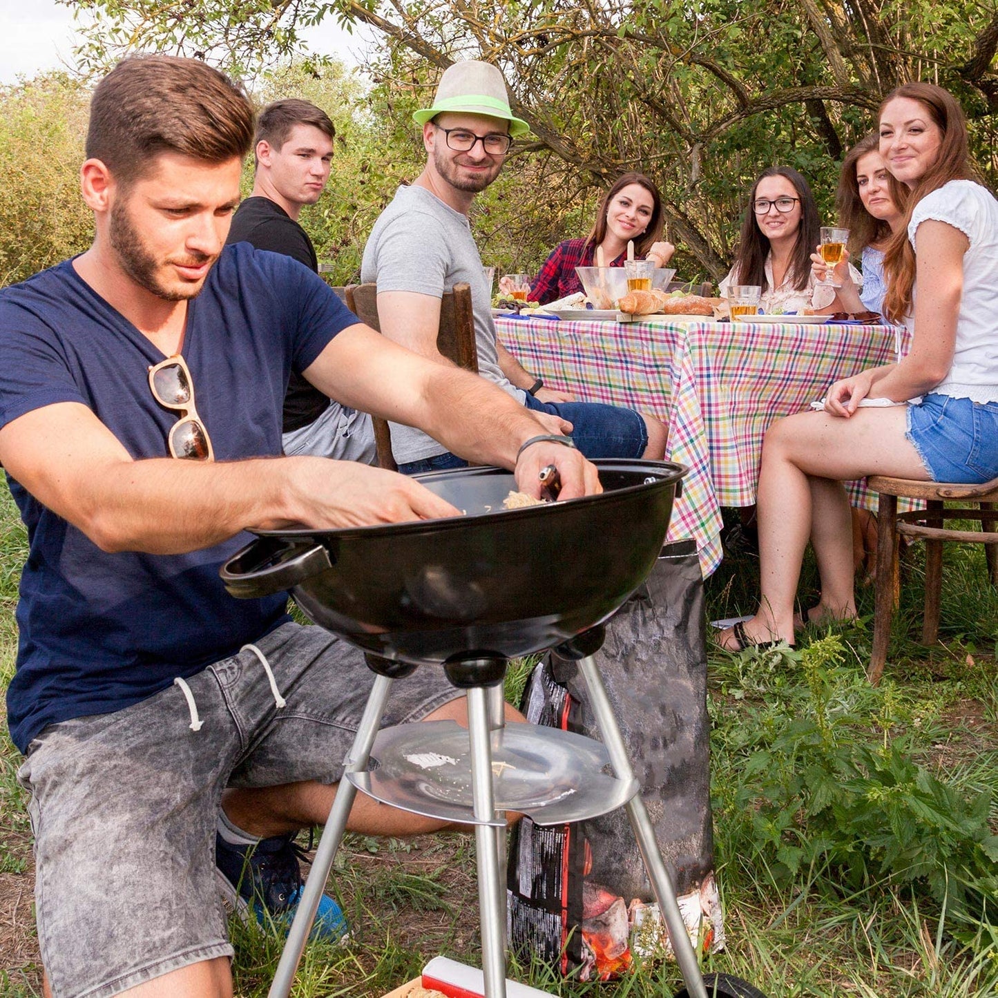 Charcoal Grill 18 Inch Barbecue Grill for Outdoor Courtyard Picnic Camping Tailgating BBQ Kettle