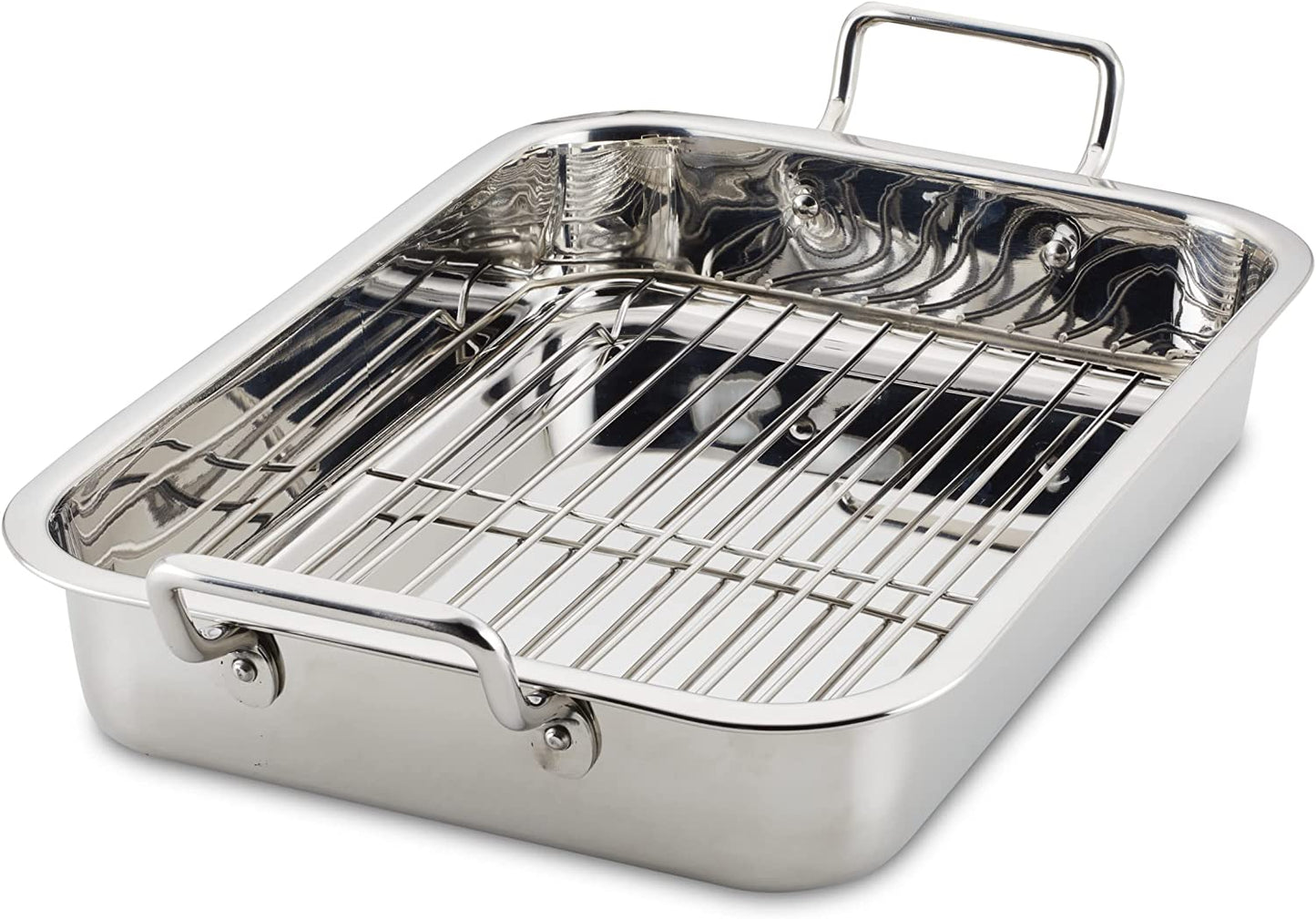 Farberware Classic Traditions Stainless Steel Roaster/Roasting Pan with Rack, 17 Inch X 12.25 Inch