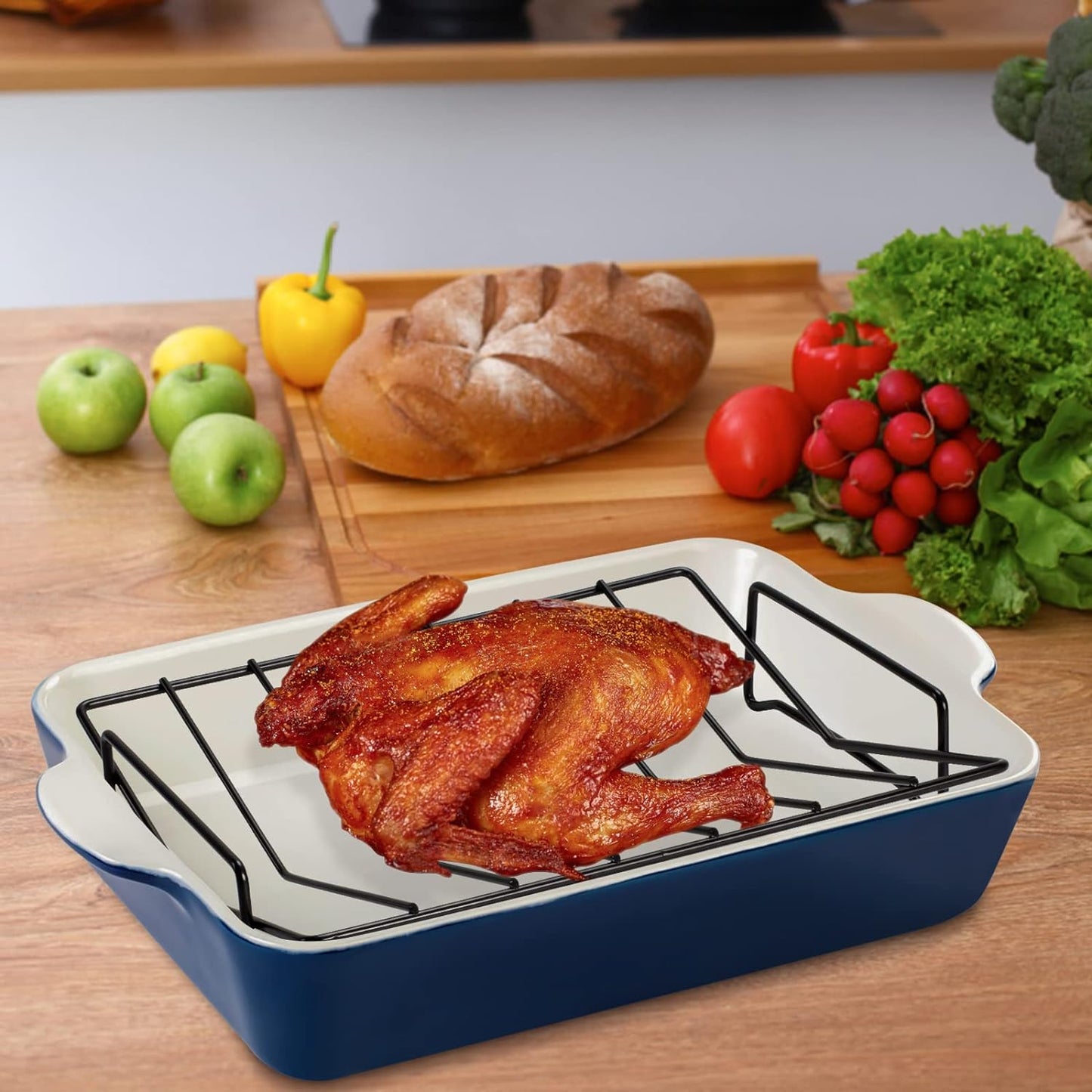 Rib Racks for Grilling and Smoking,Turkey Roasting Rack,Can Be Used on Both Sides 12×10" Black