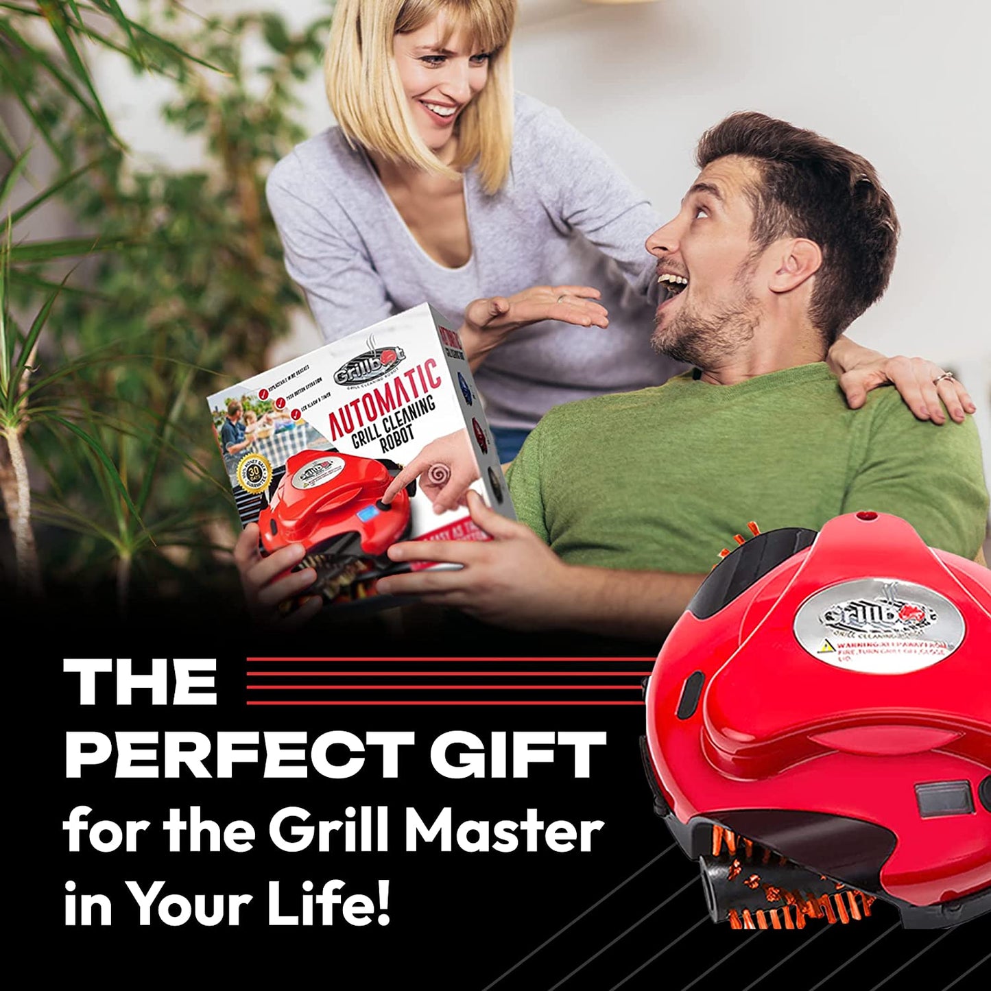 Grill Cleaning Robot with BBQ Grill Cleaner and Grill Brushes (Red)