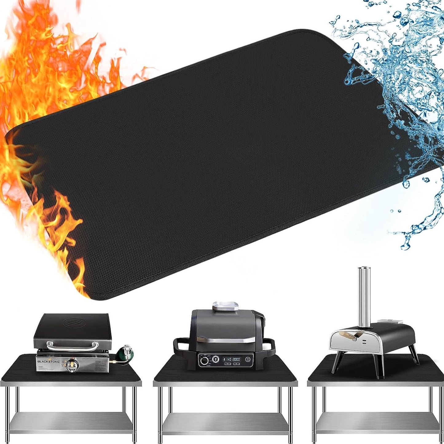 24" X 31" Grill Mat Fireproof for Outdoor Grill Protecting Prep Barbecue Table - Heat Resistant BBQ Tabletop Grilling Griddle Pad, Easy to Clean & Storage - Waterproof & Foldable, 0.6Mm