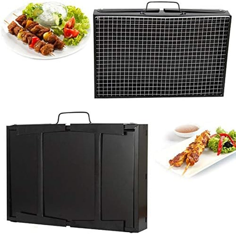Yahpetes Portable Charcoal Grill 13.78" Folding BBQ Barbecue Folding Barbecue Rack Wire Meshes Portable Household Charcoal Grills for Outdoor Grilling