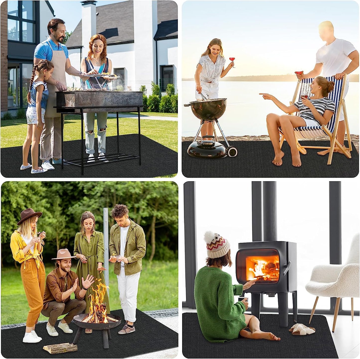 Mckuk 70 X 48 Inch under Grill Mats for Outdoor Grill, Easy to Clean Reusable Grill Mat for Deck, Double-Sided Fire Resistant,Water Resistant and Oil Proof, Fit for Indoor Fireplace Mat Fire Pit Mat