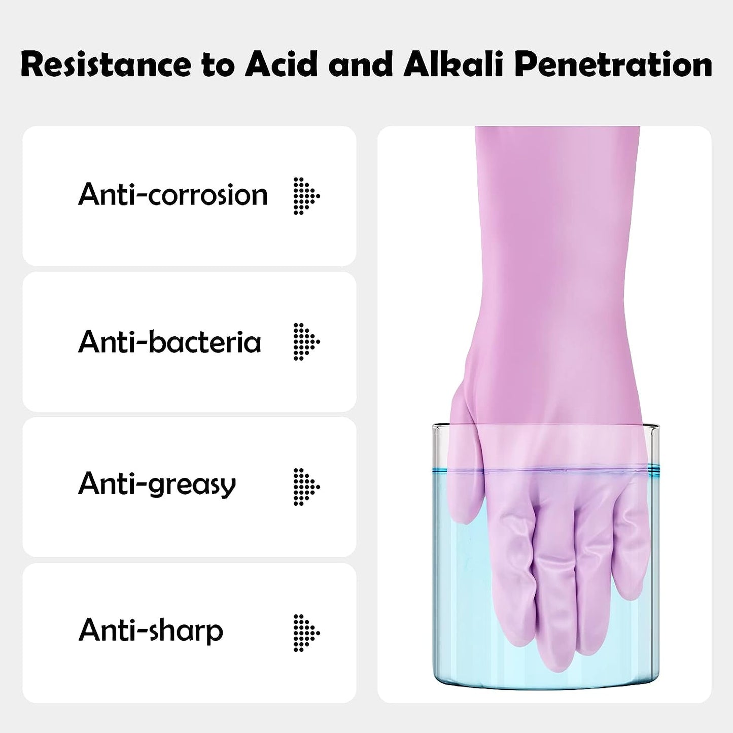 3 Pairs Rubber Cleaning Gloves for Household - Reusable Dishwashing Gloves for Kitchen, Waterproof Flocked Liner Dish Washing Gloves for Kitchen Bathroom, Laundry, Gardening (Large)