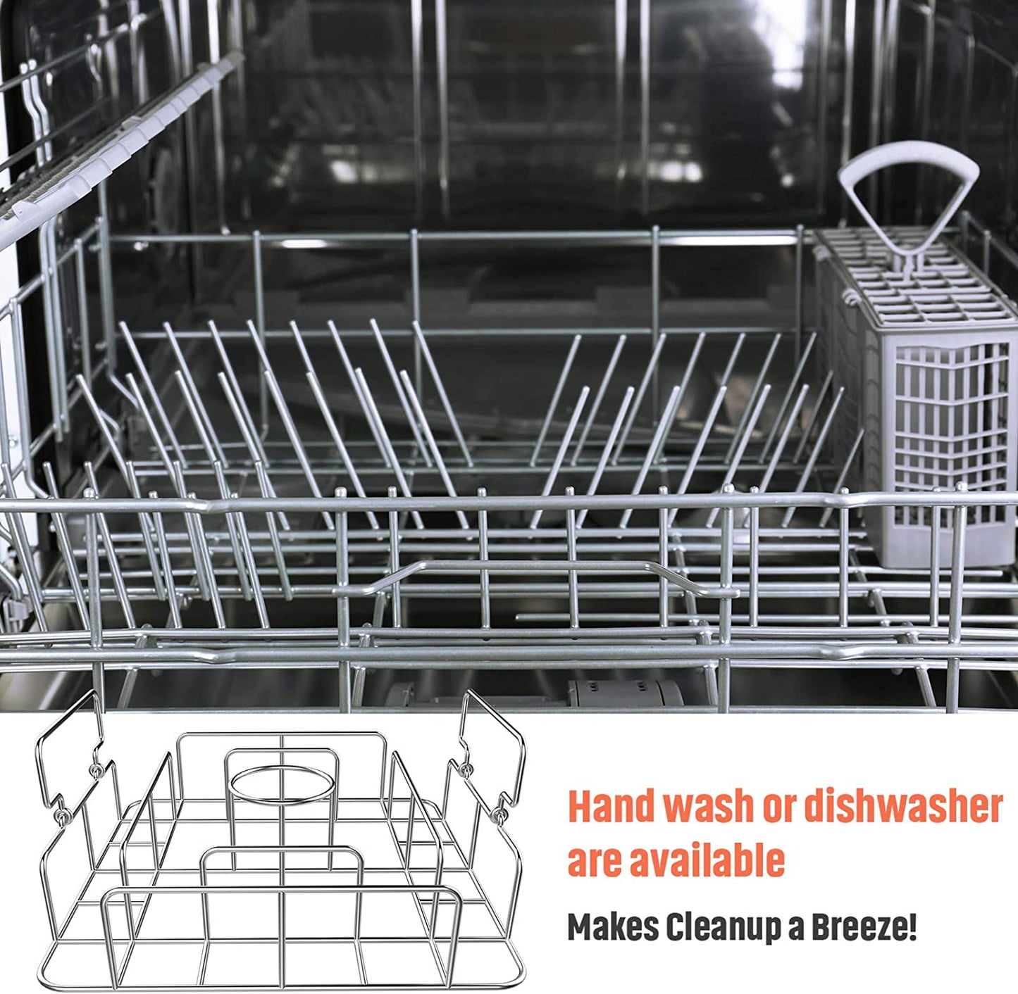 RUSFOL Beercan Chicken Roaster and Rib Rack with a Silicone Oil Brush, Square Stainless Steel BBQ Stand for Smoker,Oven and Grill, Cook up to 4 Ribs and a Whole Chicken at a Time