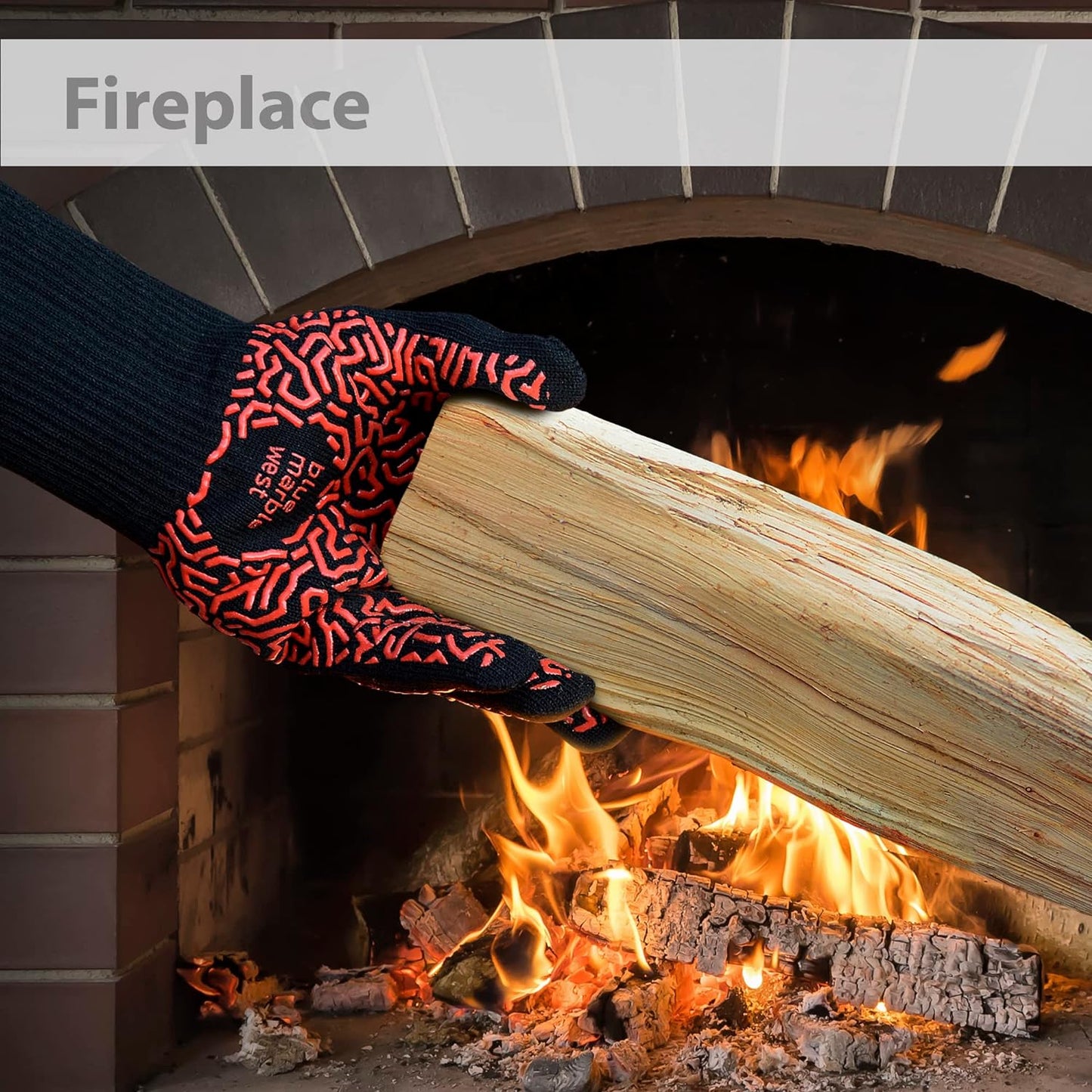 Extreme Heat Resistant BBQ Grill Gloves, Oven Mitts, Protection up to 1472°F, Aramid Fiber, Non-Slip Silicone.