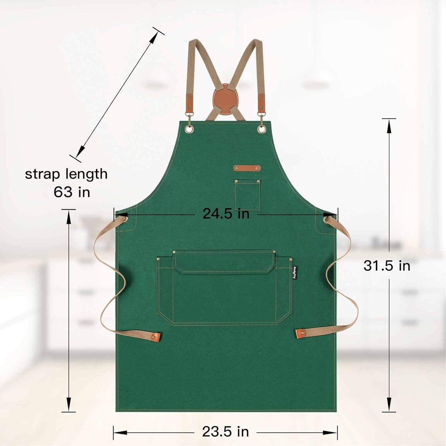 Chef Apron with Cross Back Straps for Men Women, Cotton Canvas Apron for Artists Painting, Kitchen Cooking