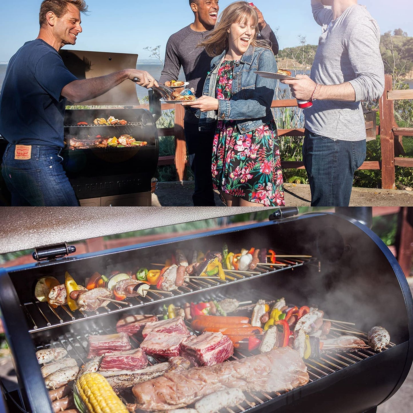 ZPG-450A 2023 Upgrade Wood Pellet Grill & Smoker 6 in 1 BBQ Grill Auto Temperature Control, 450 Sq in Bronze