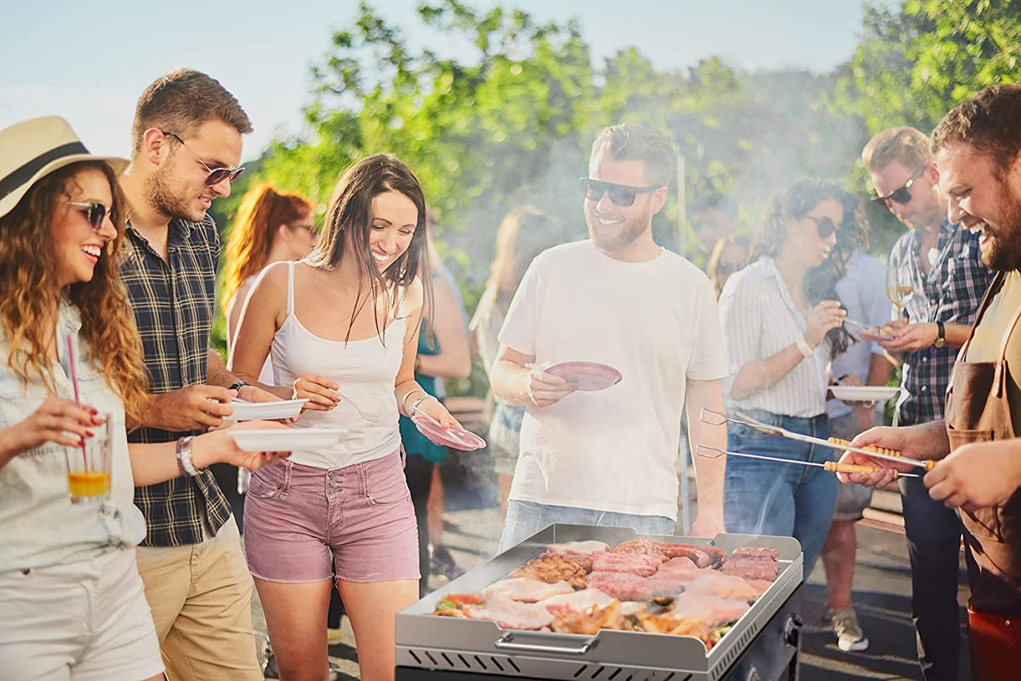 28 Inch Stainless Steel Flat Top Gas Grill Griddle Replacement for Blackstone 2-Burner Propane Fueled Grill Improved New Rear Grease Management System (Improved Version)