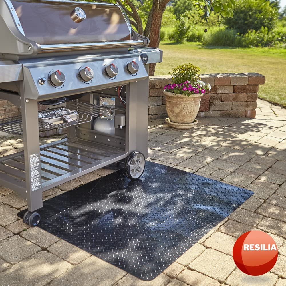 - Large under Grill Mat - Black Diamond Plate, 36 X 48 Inches, for Outdoor Use