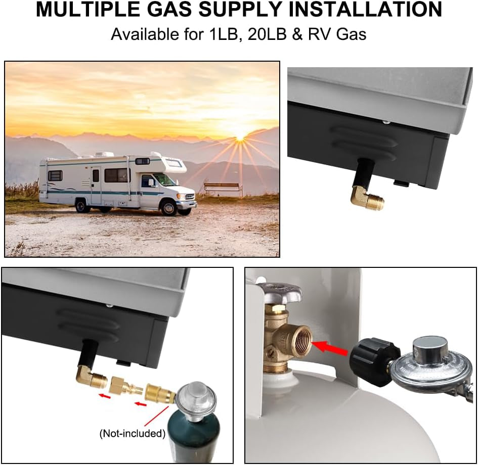 Camplux Propane Gas Griddle Grill, 15,000 BTU Griddle Grill Combo, Portable Camping Griddle Station 17 Inches with 20 Lb and RV Regulator for Camping, RV Picnic and Tailgating