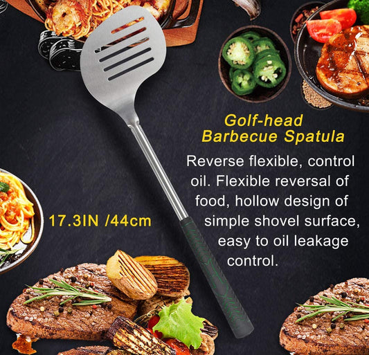 7PCS Golf-Club Style BBQ Tools Set Grilling Tools with Rubber Handle - Stainless Steel Grilling Accessories for Outdoor Grill Set Premium Grill Utensils Set Christmas Birthday Gifts for Men Dad