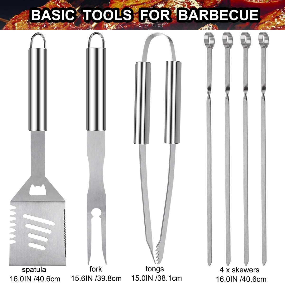 20PCS Heavy Duty BBQ Grill Tools Set - Extra Thick Stainless Steel Spatula, Fork& Tongs. Complete Barbecue Accessories Kit in Aluminum Storage Case - Perfect Grill Gifts for Men