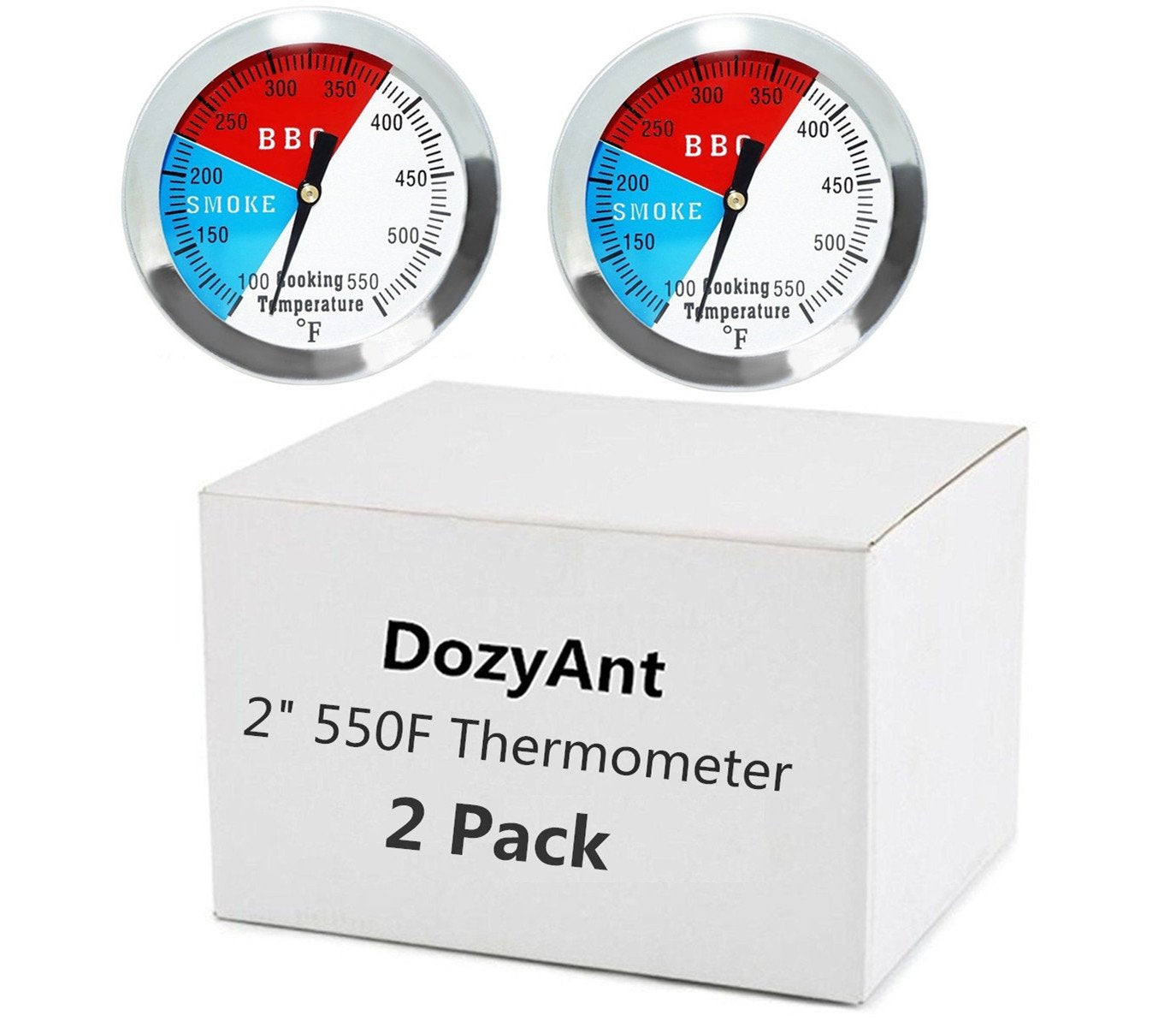 2 Inch BBQ Thermometer Gauge 2 Pcs Charcoal Grill Pit Smoker Temp Gauge Grill Thermometer Replacement for Smoker Grill Wood Charcoal Pit, Grill Temp Thermometer