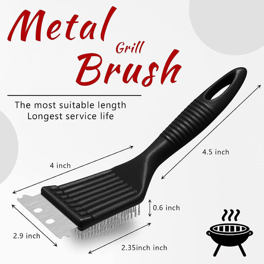 2 Pieces 8 Inch Grill Brush and Scraper Stainless Steel Wire Grill Brush Extra Strong BBQ Cleaner Accessories Heavy Duty Barbecue Grill Cleaning Brush Grill Grate Brush Cleaner
