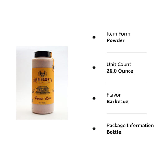John Henry'S Texas Size Pecan Rub BBQ Seasoning - 26 Ounce