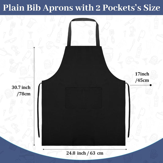 30 Pack Adjustable Bib Apron with 2 Roomy Pockets Bulk Unisex Commercial Cooking Kitchen Aprons Machine Washable