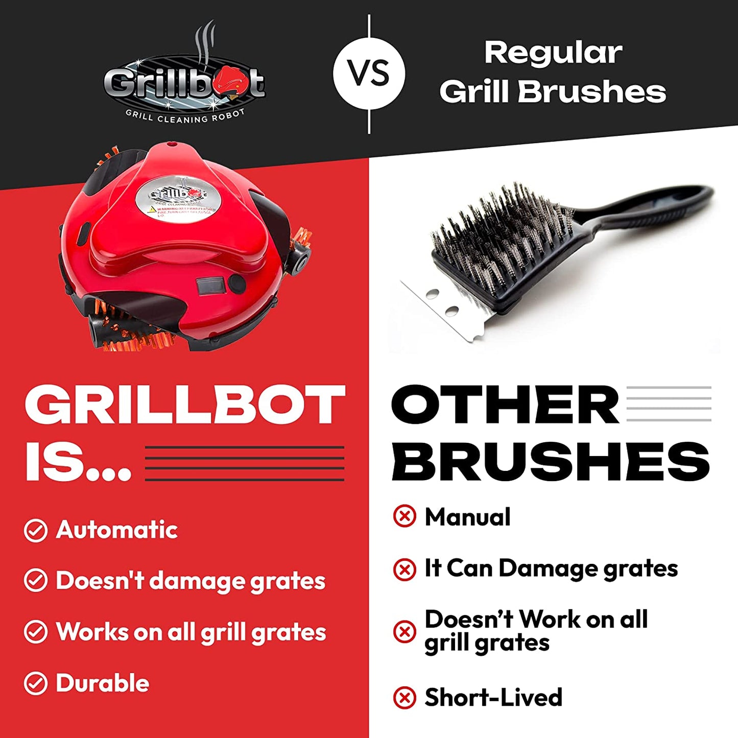 Grill Cleaning Robot with BBQ Grill Cleaner and Grill Brushes (Red)
