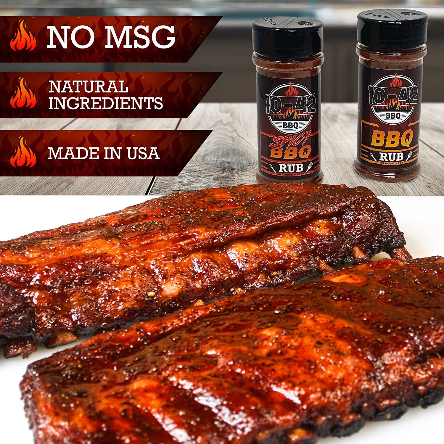 10-42 BBQ Brisket Rub | All-Natural Spice Seasoning for Steak, Rib, Beef Brisket | Barbecue Meat Seasoning Dry Rub | BBQ Rubs and Spices for Smoking and Grilling | No MSG, 5.5.Oz Bottle