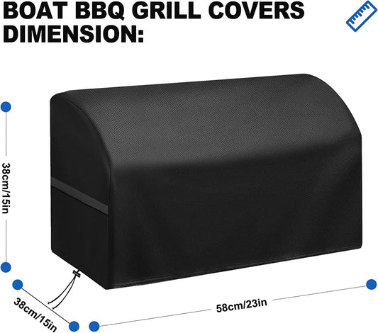 Boat BBQ Grill Cover Waterproof 23X15X15In, for Magma Chefsmate Gas Grill, Magma Cabo Grill, Magma Newport 2 Infra Red Grill, Magma Catalina 2 Infra Red Grill, Heavy Duty Windproof Anti-Uv