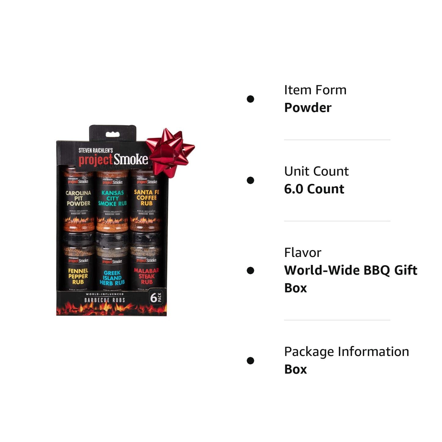 Steven Raichlen'S Project Smoke BBQ Spice Rub Seasoning Combo Gift Box - 6 Pack World Wide Barbeque