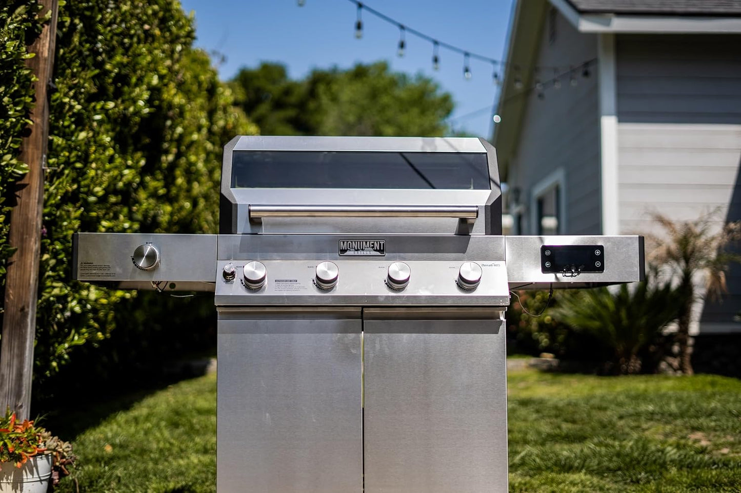 Monument Grills Denali D405 4-Burner Liquid Propane Gas Smart Bbq Grill Stainless Steel with Rotisserie Kit(2 Items)