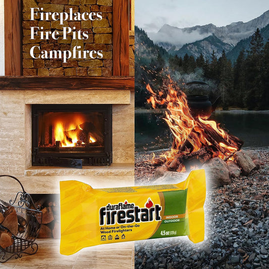 Fire Starter for Indoor and Outdoor Use - Quick Ignition Fire Logs for BBQ, Fireplace, Fire Pit and Campfires (24 Pack) - with 1 Bonus Fire Color Changing Packet