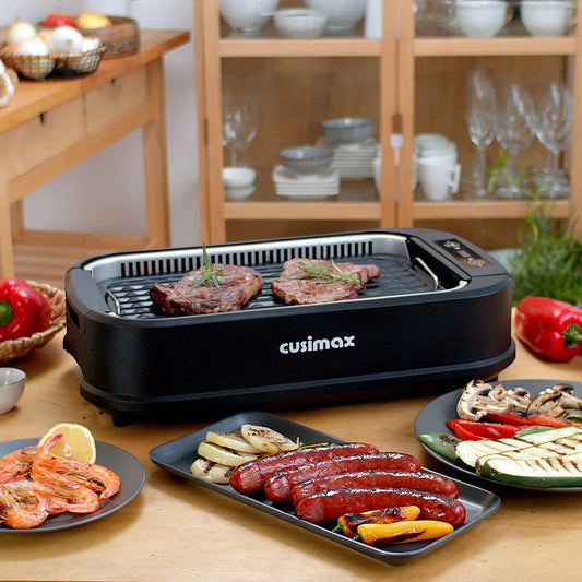 Smokeless Grill Indoor, Electric Grill, 1500W Grill Portable Korean BBQ Grill with LED Smart Display & Tempered Glass Lid, Non-Stick Removable Grill Plate, Dishwasher Safe, Black