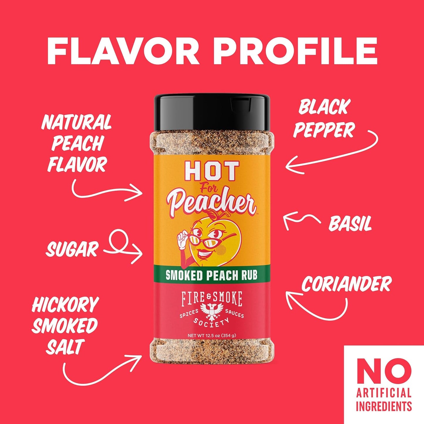 Fire & Smoke Society Hot for Peacher Smoked Peach BBQ Rub Seasoning for Smoking and Grilling Meat, Pork Ribs Chops, Poultry, Turkey, Burger, Chicken Wings, Barbecue Dry Rubs and Spices, 2-Pack