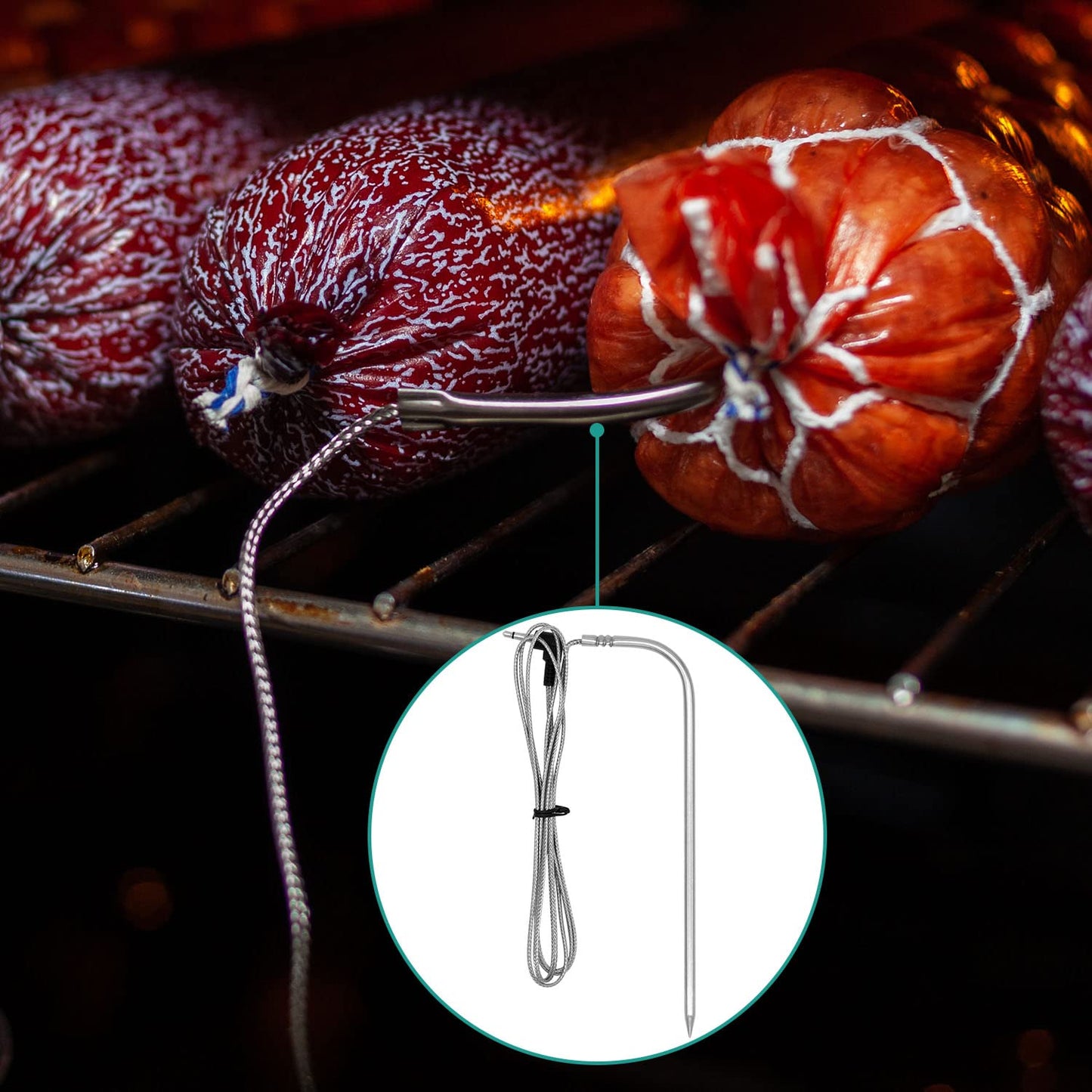 Meat Probe Kit for Masterbulit Gravity Series 560/800/1050 XL Digital Charcoal Grill and Smoker, Meat Thermometers with Clips and Gormmet 4-Pack