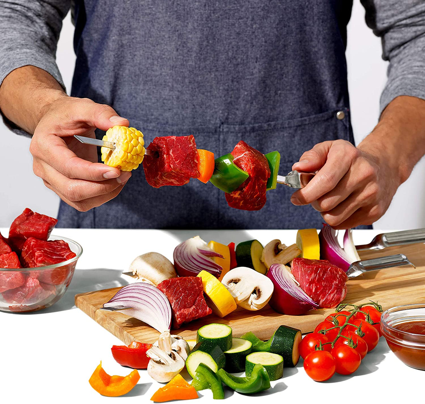 OXO Good Grips Grilling Tools, Stainless Steel Grilling Skewers - Set of 6