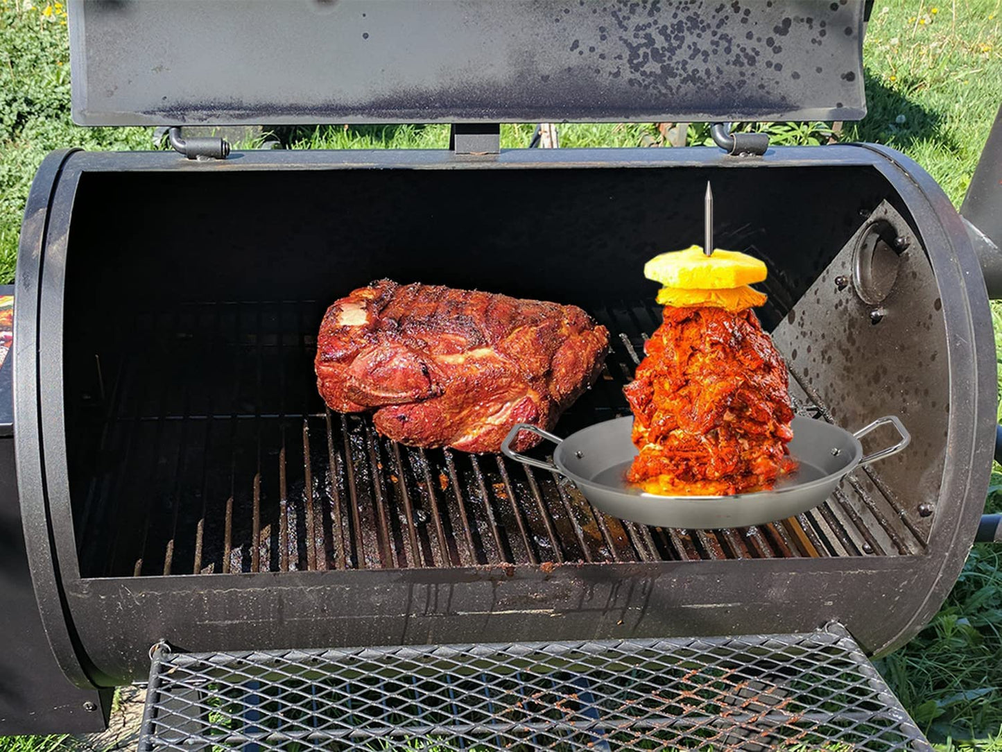 BBQ Vertical Skewer Al Pastor Skewer for Grill, Brazilian Skewers El Pastor Spit Hack,Great for Home Made Tacos Al Pastor, Shawarma, Brazilian Churrasco,Stainless Steel,With 8 Inch & 10 Inch Stick