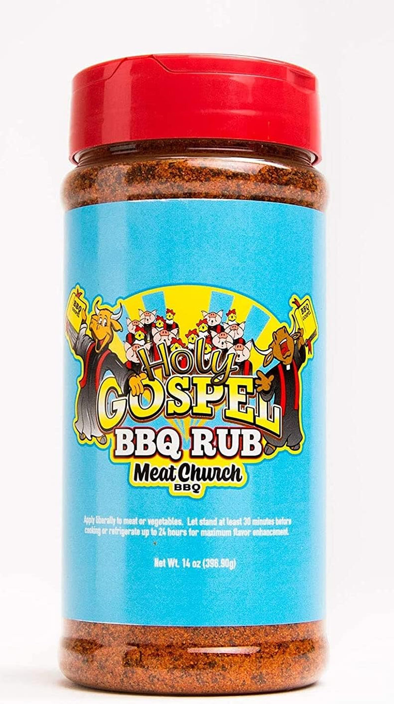 Meat Church BBQ Rub Combo: Holy Cow (12 Oz) and Holy Gospel (14 Oz) BBQ Rub and Seasoning for Meat and Vegetables, Gluten Free, One Bottle of Each