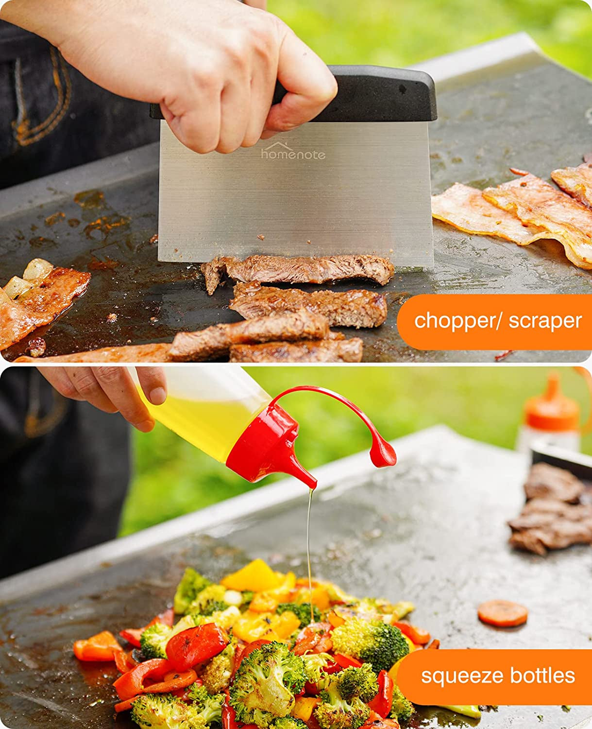 Homenote Griddle Accessories Kit, Exclusive Griddle Tools Spatulas Set for Blackstone - 8 Pcs Commercial Grade Flat Top Grill Accessories - Great for Outdoor BBQ, Teppanyaki and Camping