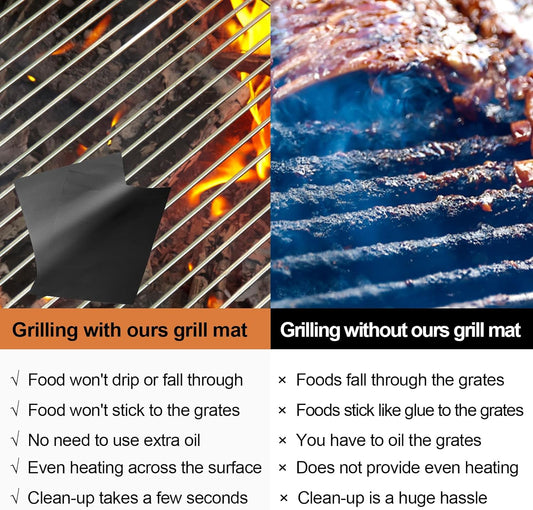 Ubeesize Grill Mats for Outdoor Grill Set of 6 - Heavy Duty Non-Stick BBQ Grilling Mat & Oven Liner, Reusable, Easy to Clean - Works on Oven, Gas, Charcoal, and Electric BBQ - 15.75 X 13 Inch