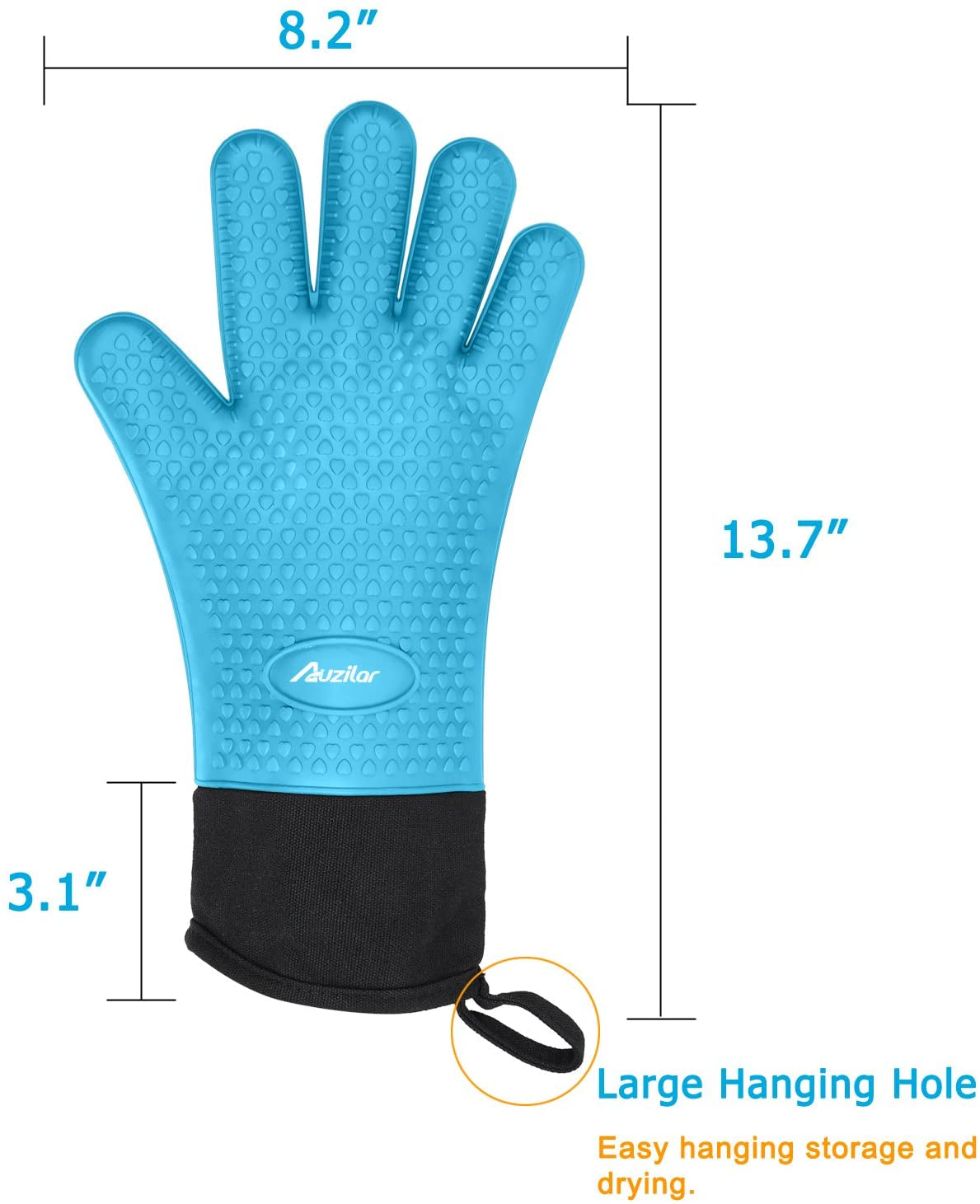 Silicone Cooking Gloves, Grilling Gloves, Heat Resistant Gloves BBQ Kitchen Silicone Oven Mitts, Long Waterproof Non-Slip Potholder for Barbecue, Cooking, Baking